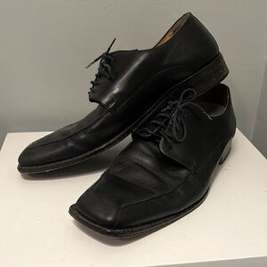 Pronto Uomo Men's Black Square Toe Lace Up Leather Oxford Shoes Size 10